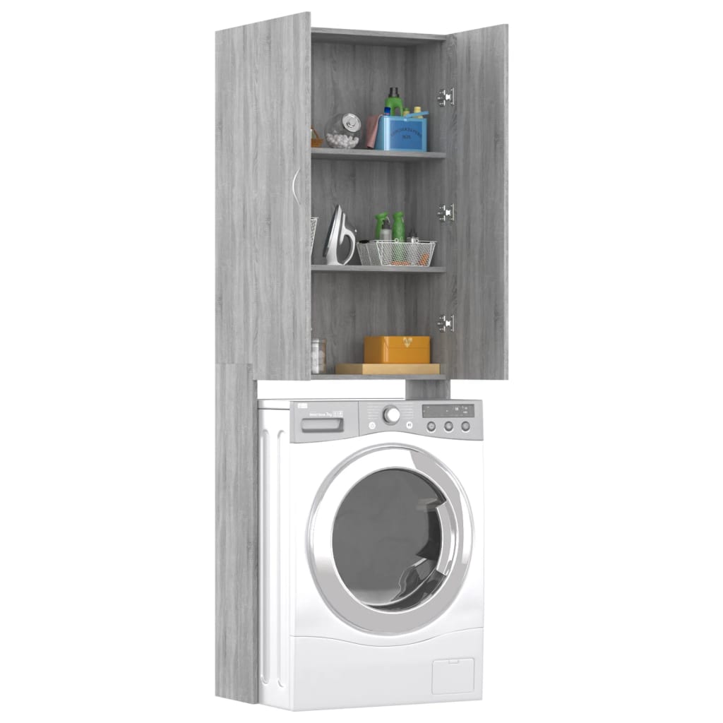 Waschmaschinenschrank Grau 64x25,5x190 cm