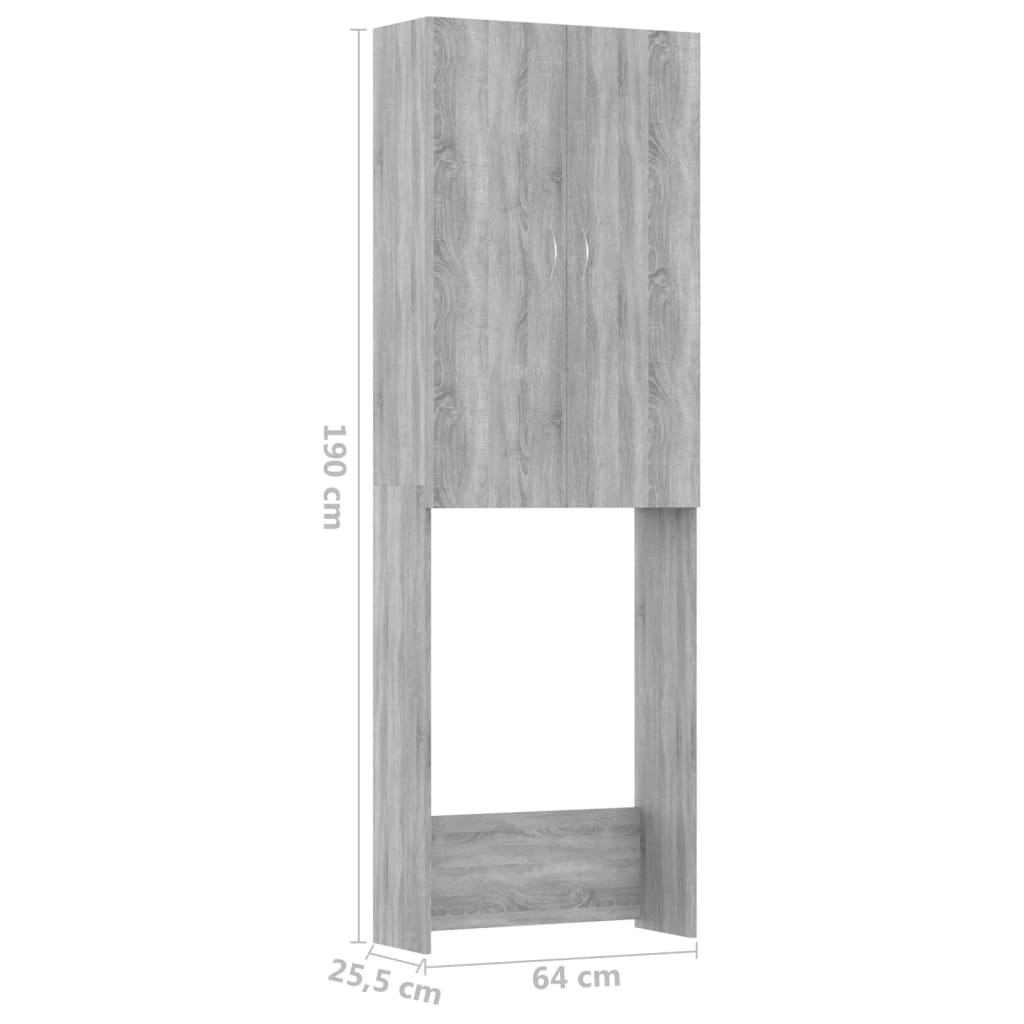 Waschmaschinenschrank Grau 64x25,5x190 cm