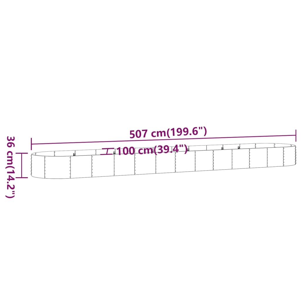 Pflanzkübel Pulverbeschichteter Stahl 507x100x36 cm Grün