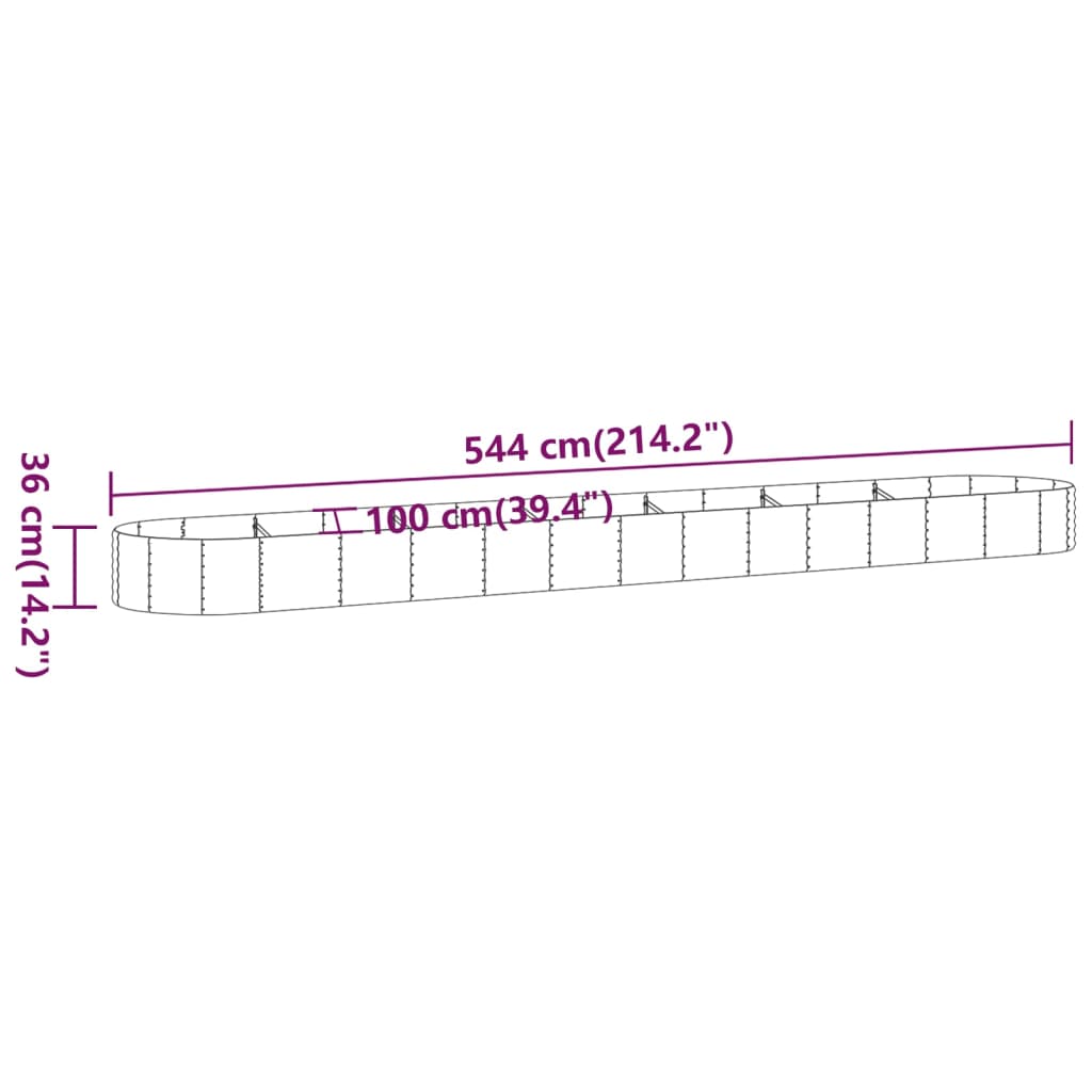 Pflanzkübel Pulverbeschichteter Stahl 544x100x36 cm Grau