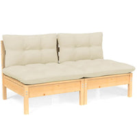 Thumbnail for 2-Sitzer-Gartensofa mit Creme Kissen Massivholz Kiefer