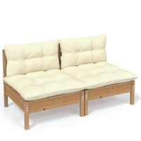 Thumbnail for 2-Sitzer-Gartensofa mit Creme Kissen Massivholz Kiefer