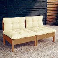 Thumbnail for 2-Sitzer-Gartensofa mit Creme Kissen Massivholz Kiefer