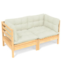 Thumbnail for 2-Sitzer-Gartensofa mit Creme Kissen Massivholz Kiefer