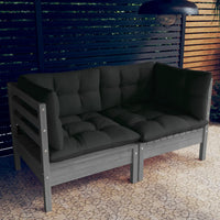 Thumbnail for 2-Sitzer-Gartensofa mit Anthrazit Kissen Massivholz Kiefer