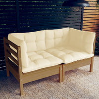 Thumbnail for 2-Sitzer-Gartensofa mit Creme Kissen Massivholz Kiefer