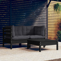 Thumbnail for 3-tlg. Garten-Lounge-Set mit Anthrazit Kissen Kiefernholz