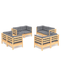 Thumbnail for 8-tlg. Garten-Lounge-Set mit Grauen Kissen Kiefernholz