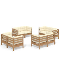 Thumbnail for 8-tlg. Garten-Lounge-Set mit Creme Kissen Kiefernholz