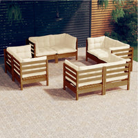 Thumbnail for 8-tlg. Garten-Lounge-Set mit Creme Kissen Kiefernholz
