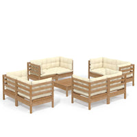 Thumbnail for 9-tlg. Garten-Lounge-Set mit Creme Kissen Kiefernholz