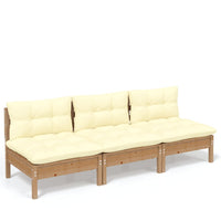 Thumbnail for 3-Sitzer-Gartensofa mit Creme Kissen Massivholz Kiefer