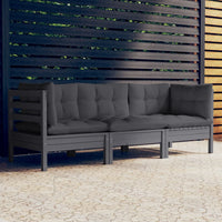 Thumbnail for 3-Sitzer-Gartensofa mit Anthrazit Kissen Massivholz Kiefer