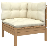 Thumbnail for 3-Sitzer-Gartensofa mit Creme Kissen Massivholz Kiefer