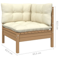 Thumbnail for 3-Sitzer-Gartensofa mit Creme Kissen Massivholz Kiefer