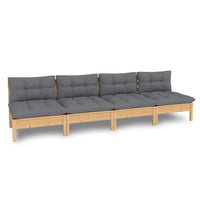 Thumbnail for 4-Sitzer-Gartensofa mit Grauen Kissen Massivholz Kiefer