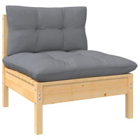 Thumbnail for 4-Sitzer-Gartensofa mit Grauen Kissen Massivholz Kiefer