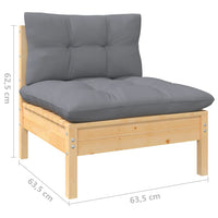 Thumbnail for 4-Sitzer-Gartensofa mit Grauen Kissen Massivholz Kiefer