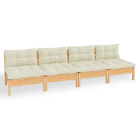 Thumbnail for 4-Sitzer-Gartensofa mit Creme Kissen Massivholz Kiefer