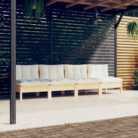 Thumbnail for 4-Sitzer-Gartensofa mit Creme Kissen Massivholz Kiefer
