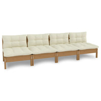 Thumbnail for 4-Sitzer-Gartensofa mit Creme Kissen Massivholz Kiefer