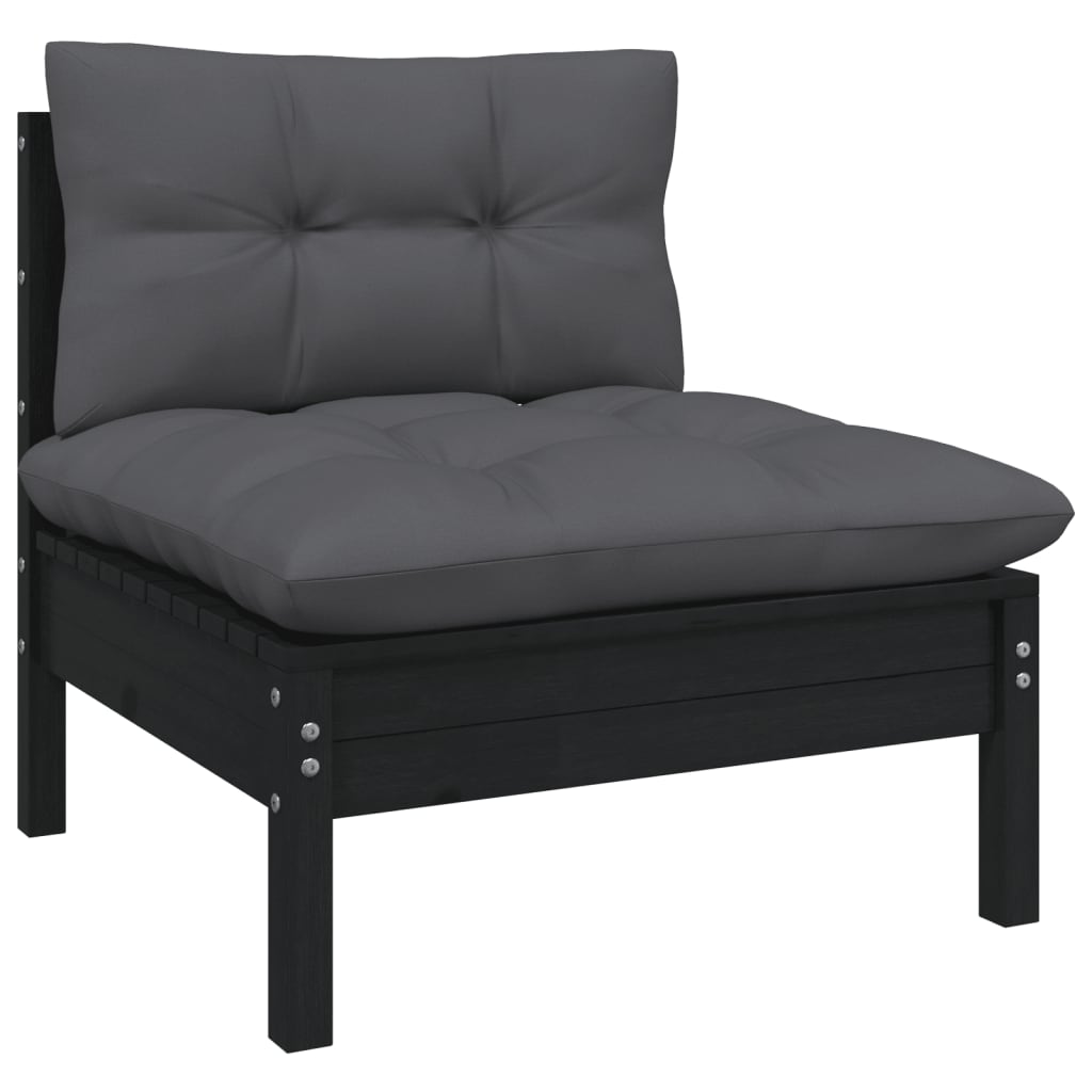 8-tlg. Garten-Lounge-Set mit Anthrazit Kissen Kiefernholz
