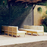 Thumbnail for 9-tlg. Garten-Lounge-Set mit Creme Kissen Massivholz Kiefer
