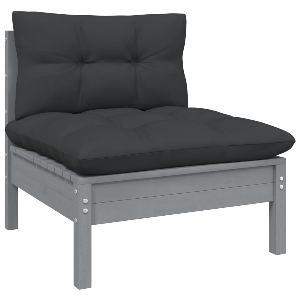 4-tlg. Garten-Lounge-Set mit Kissen Kiefer Massivholz