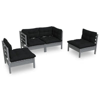 Thumbnail for 4-tlg. Garten-Lounge-Set mit Kissen Kiefer Massivholz