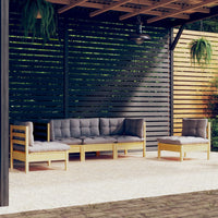 Thumbnail for 5-tlg. Garten-Lounge-Set mit Grauen Kissen Kiefer Massivholz