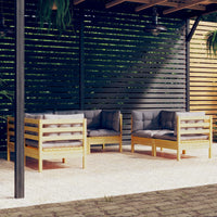 Thumbnail for 6-tlg. Garten-Lounge-Set mit Grauen Kissen Kiefer Massivholz