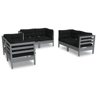 Thumbnail for 6-tlg. Garten-Lounge-Set mit Kissen Kiefer Massivholz
