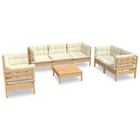 Thumbnail for 8-tlg. Garten-Lounge-Set mit Creme Kissen Massivholz Kiefer