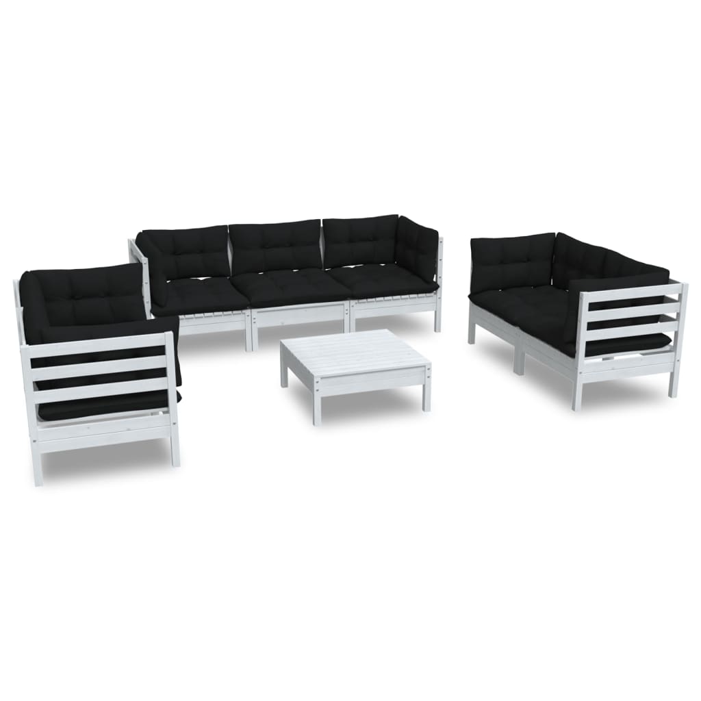 8-tlg. Garten-Lounge-Set mit Kissen Kiefer Massivholz