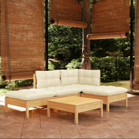 Thumbnail for 5-tlg. Garten-Lounge-Set mit Creme Kissen Kiefernholz