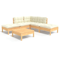 Thumbnail for 6-tlg. Garten-Lounge-Set mit Creme Kissen Kiefernholz