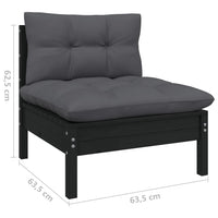 Thumbnail for 7-tlg. Garten-Lounge-Set mit Kissen Schwarz Kiefernholz
