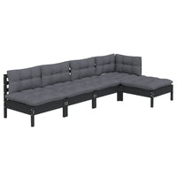 Thumbnail for 5-tlg. Garten-Lounge-Set mit Kissen Schwarz Kiefernholz