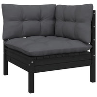 Thumbnail for 4-tlg. Garten-Lounge-Set mit Kissen Schwarz Kiefernholz