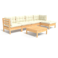 Thumbnail for 6-tlg. Garten-Lounge-Set mit Creme Kissen Kiefernholz