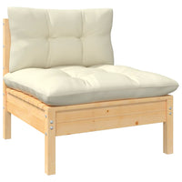 Thumbnail for 6-tlg. Garten-Lounge-Set mit Creme Kissen Kiefernholz