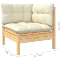 Thumbnail for 6-tlg. Garten-Lounge-Set mit Creme Kissen Kiefernholz