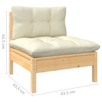 Thumbnail for 6-tlg. Garten-Lounge-Set mit Creme Kissen Kiefernholz
