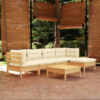 Thumbnail for 6-tlg. Garten-Lounge-Set mit Creme Kissen Kiefernholz