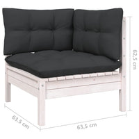 Thumbnail for 4-tlg. Garten-Lounge-Set mit Kissen Weiß Kiefernholz
