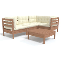 Thumbnail for 5-tlg. Garten-Lounge-Set mit Kissen Honigbraun Kiefernholz