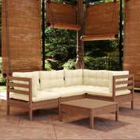 Thumbnail for 5-tlg. Garten-Lounge-Set mit Kissen Honigbraun Kiefernholz