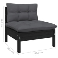 Thumbnail for 7-tlg. Garten-Lounge-Set mit Kissen Schwarz Kiefer Massivholz