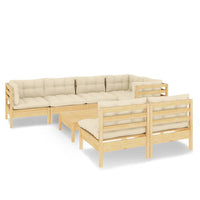 Thumbnail for 8-tlg. Garten-Lounge-Set mit Creme Kissen Massivholz Kiefer