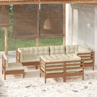 Thumbnail for 8-tlg. Garten-Lounge-Set mit Kissen Honigbraun Kiefernholz
